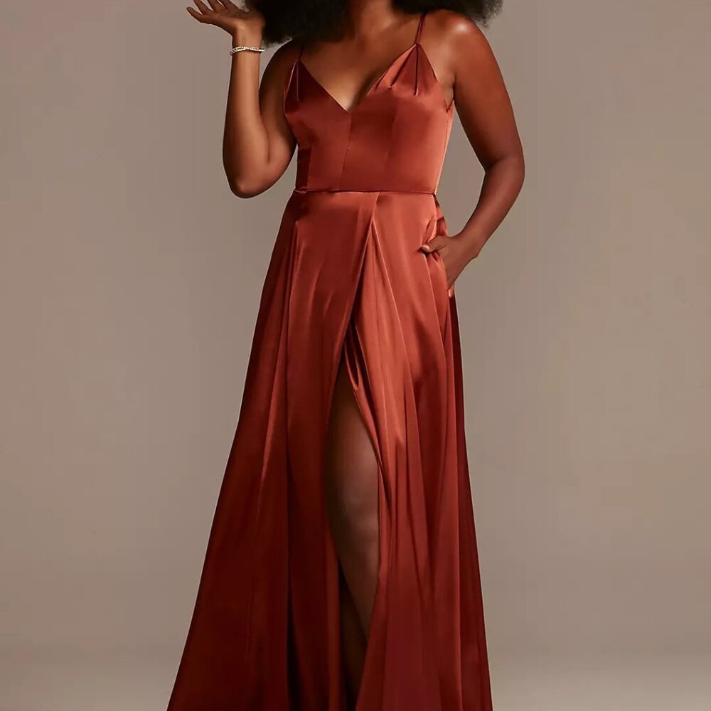 Galina Signature Charmeuse Bridesmaids Dress - Cinnamon, Size 4